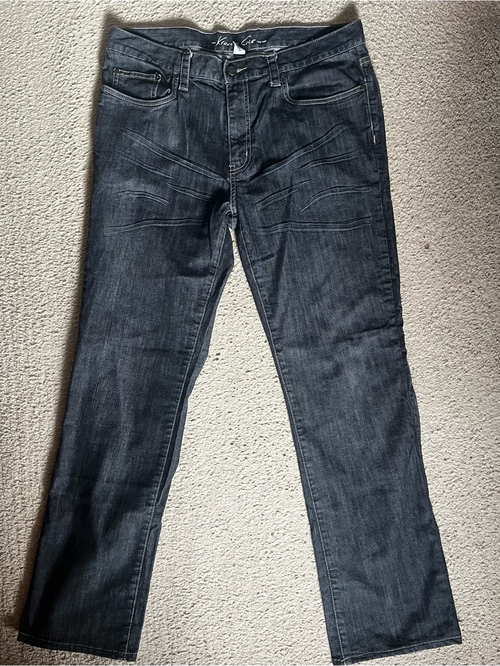Kenneth Cole Men's Slim Jeans in Charcoal Gray